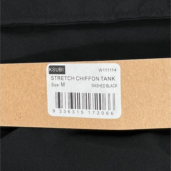 KSUBI Stretch Chiffon Tank Top Womens Medium Black Silk Blend Semi Sheer NEW - Picture 8 of 13